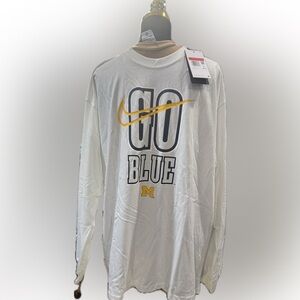 NEW Nike Men's University of Michigan White and Yellow Graphic Shirt